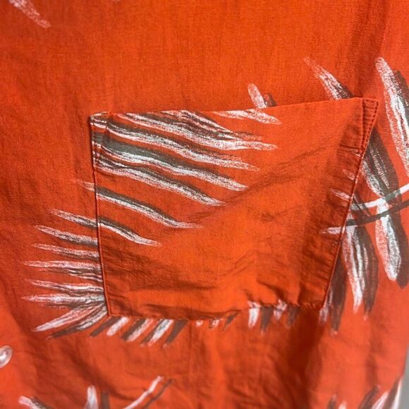 ✨Brixton Red Palm Print Cotton Blend Woven Button Down Sz Large Shirt✨ - Picture 8 of 10